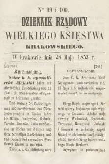 Dziennik Rządowy Wielkiego Księstwa Krakowskiego. 1853, nr 99-100