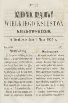 Dziennik Rządowy Wielkiego Księstwa Krakowskiego. 1855, nr 51