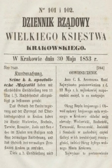 Dziennik Rządowy Wielkiego Księstwa Krakowskiego. 1853, nr 101-102