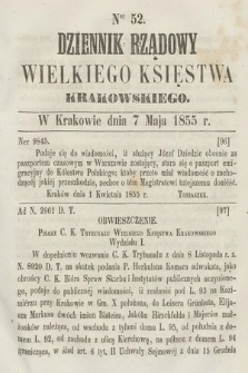 Dziennik Rządowy Wielkiego Księstwa Krakowskiego. 1855, nr 52