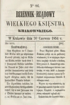 Dziennik Rządowy Wielkiego Księstwa Krakowskiego. 1854, nr 86