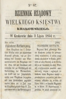 Dziennik Rządowy Wielkiego Księstwa Krakowskiego. 1854, nr 87