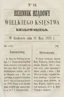 Dziennik Rządowy Wielkiego Księstwa Krakowskiego. 1855, nr 54