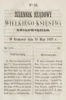 Dziennik Rządowy Wielkiego Księstwa Krakowskiego. 1855, nr 56