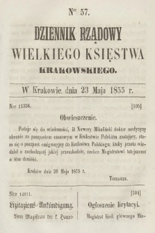 Dziennik Rządowy Wielkiego Księstwa Krakowskiego. 1855, nr 57