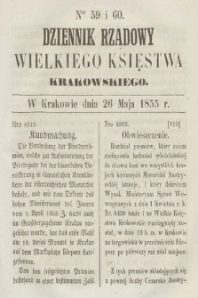 Dziennik Rządowy Wielkiego Księstwa Krakowskiego. 1855, nr 59-60