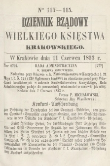 Dziennik Rządowy Wielkiego Księstwa Krakowskiego. 1853, nr 113-115