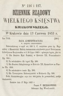 Dziennik Rządowy Wielkiego Księstwa Krakowskiego. 1853, nr 116-117