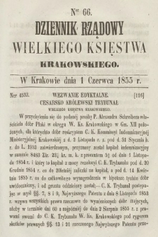 Dziennik Rządowy Wielkiego Księstwa Krakowskiego. 1855, nr 66