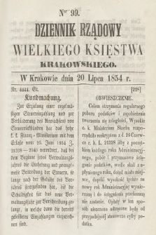 Dziennik Rządowy Wielkiego Księstwa Krakowskiego. 1854, nr 99