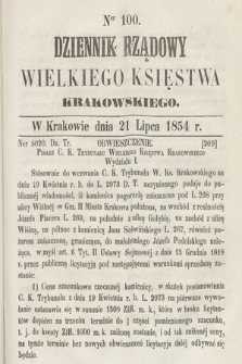 Dziennik Rządowy Wielkiego Księstwa Krakowskiego. 1854, nr 100