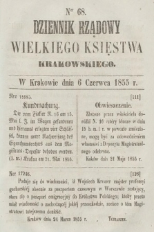 Dziennik Rządowy Wielkiego Księstwa Krakowskiego. 1855, nr 68