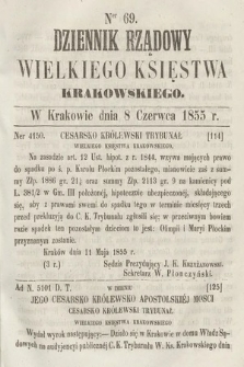 Dziennik Rządowy Wielkiego Księstwa Krakowskiego. 1855, nr 69