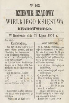 Dziennik Rządowy Wielkiego Księstwa Krakowskiego. 1854, nr 103