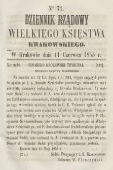 Dziennik Rządowy Wielkiego Księstwa Krakowskiego. 1855, nr 71