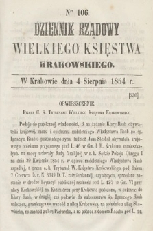 Dziennik Rządowy Wielkiego Księstwa Krakowskiego. 1854, nr 106
