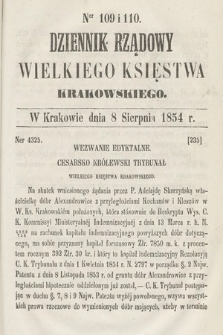 Dziennik Rządowy Wielkiego Księstwa Krakowskiego. 1854, nr 109-110