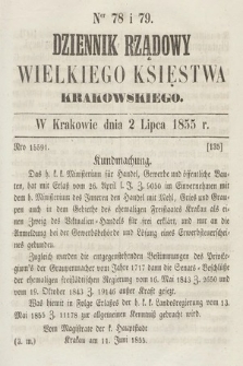 Dziennik Rządowy Wielkiego Księstwa Krakowskiego. 1855, nr 78-79