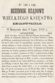Dziennik Rządowy Wielkiego Księstwa Krakowskiego. 1853, nr 