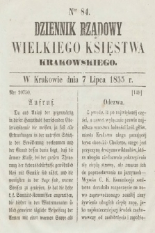 Dziennik Rządowy Wielkiego Księstwa Krakowskiego. 1855, nr 84