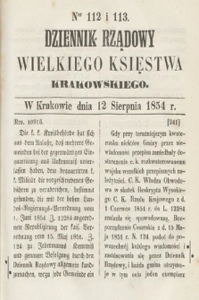 Dziennik Rządowy Wielkiego Księstwa Krakowskiego. 1854, nr 112-113
