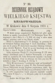 Dziennik Rządowy Wielkiego Księstwa Krakowskiego. 1855, nr 90