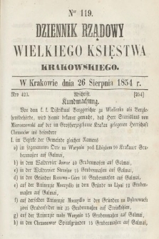 Dziennik Rządowy Wielkiego Księstwa Krakowskiego. 1854, nr 119