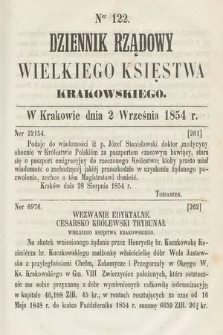 Dziennik Rządowy Wielkiego Księstwa Krakowskiego. 1854, nr 122
