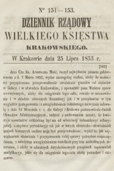 Dziennik Rządowy Wielkiego Księstwa Krakowskiego. 1853, nr 151-153