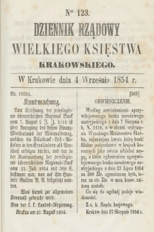 Dziennik Rządowy Wielkiego Księstwa Krakowskiego. 1854, nr 123