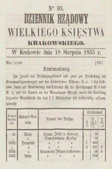 Dziennik Rządowy Wielkiego Księstwa Krakowskiego. 1855, nr 95