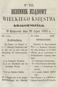 Dziennik Rządowy Wielkiego Księstwa Krakowskiego. 1853, nr 155