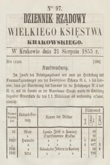 Dziennik Rządowy Wielkiego Księstwa Krakowskiego. 1855, nr 97