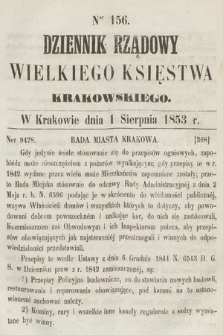Dziennik Rządowy Wielkiego Księstwa Krakowskiego. 1853, nr 156