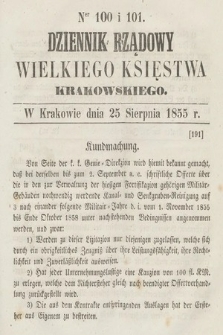 Dziennik Rządowy Wielkiego Księstwa Krakowskiego. 1855, nr 100-101