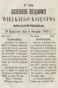 Dziennik Rządowy Wielkiego Księstwa Krakowskiego. 1853, nr 159