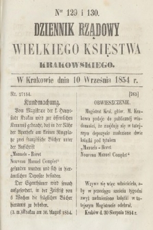 Dziennik Rządowy Wielkiego Księstwa Krakowskiego. 1854, nr 129-130