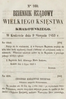 Dziennik Rządowy Wielkiego Księstwa Krakowskiego. 1853, nr 160