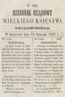 Dziennik Rządowy Wielkiego Księstwa Krakowskiego. 1853, nr 162