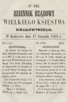 Dziennik Rządowy Wielkiego Księstwa Krakowskiego. 1853, nr 163