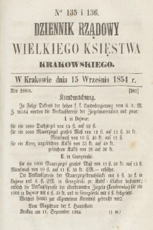 Dziennik Rządowy Wielkiego Księstwa Krakowskiego. 1854, nr 135-136