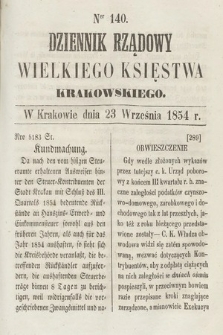 Dziennik Rządowy Wielkiego Księstwa Krakowskiego. 1854, nr 140