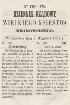 Dziennik Rządowy Wielkiego Księstwa Krakowskiego. 1853, nr 176-178