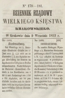 Dziennik Rządowy Wielkiego Księstwa Krakowskiego. 1853, nr 179-181