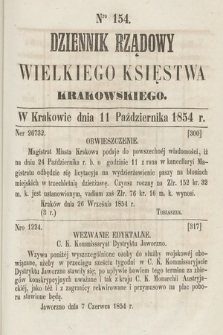 Dziennik Rządowy Wielkiego Księstwa Krakowskiego. 1854, nr 154