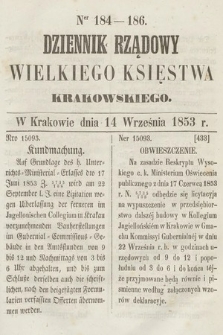 Dziennik Rządowy Wielkiego Księstwa Krakowskiego. 1853, nr 184-186