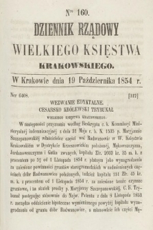 Dziennik Rządowy Wielkiego Księstwa Krakowskiego. 1854, nr 160