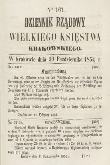 Dziennik Rządowy Wielkiego Księstwa Krakowskiego. 1854, nr 161