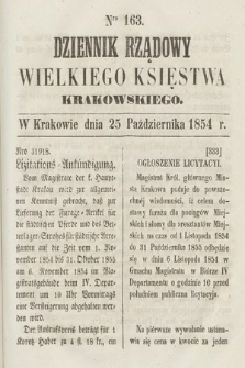 Dziennik Rządowy Wielkiego Księstwa Krakowskiego. 1854, nr 163