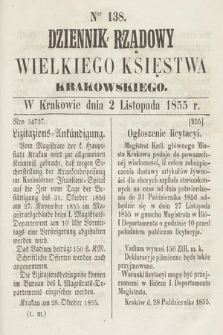 Dziennik Rządowy Wielkiego Księstwa Krakowskiego. 1855, nr 138
